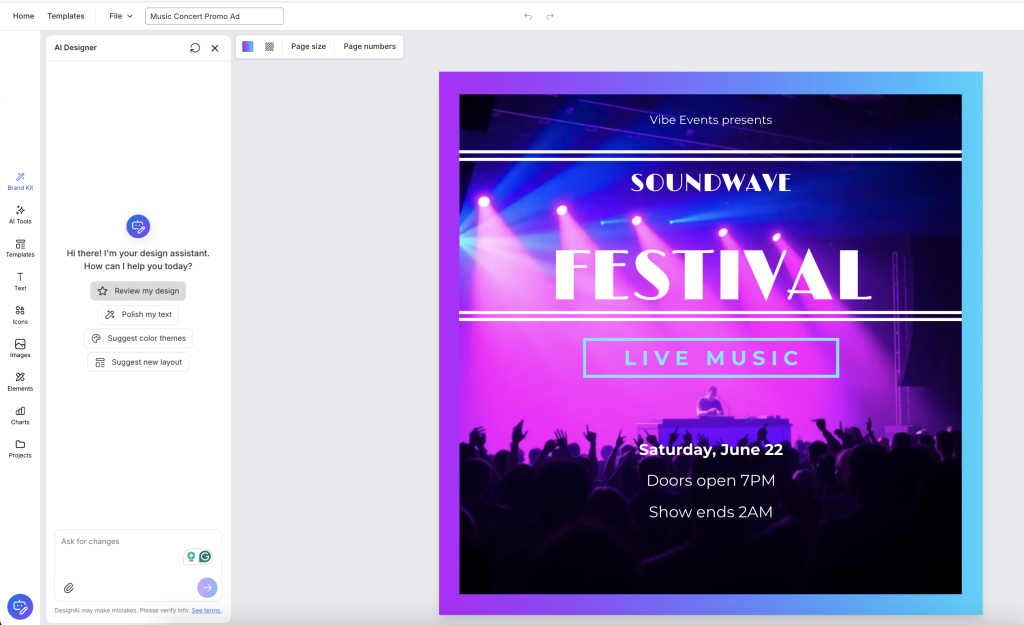 Venngage editor screenshot